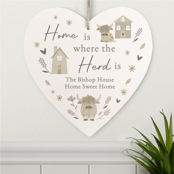 Personalised Highland Cow Heart Ornament