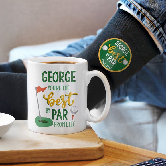 Personalised Best By Par Mug and Socks Set