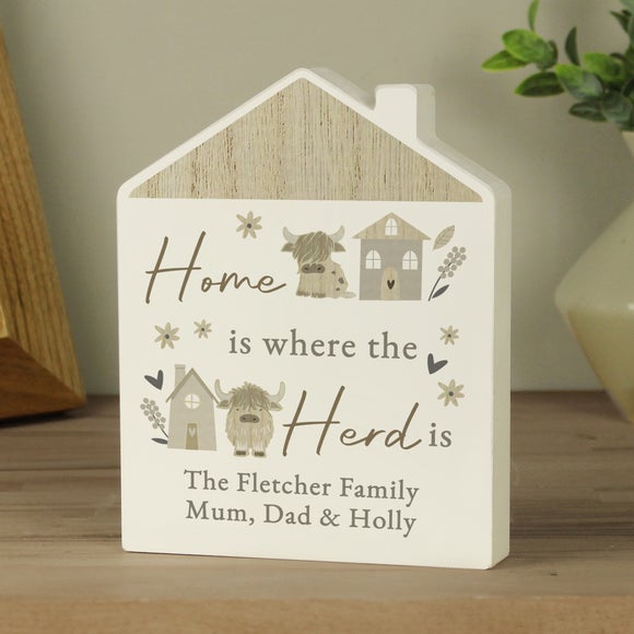 Personalised Highland Cow House Ornament