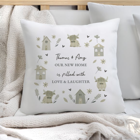 Personalised Highland Cow Home is Where the Herd is Cushion