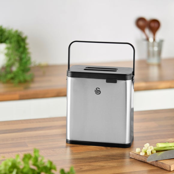 Swan Stainless Steel 3L Kitchen Compost Caddy
