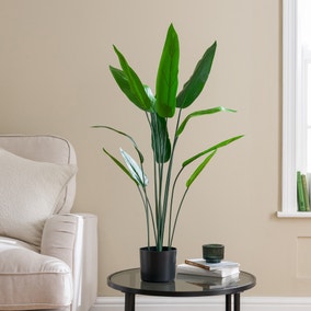 90cm Artificial Bird of Paradise Plant in Black Plastic Plant Pot