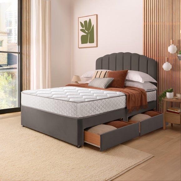 Silentnight Divan Set With Merlin Headboard And 800 Pocket Spring Memory Foam Mattress