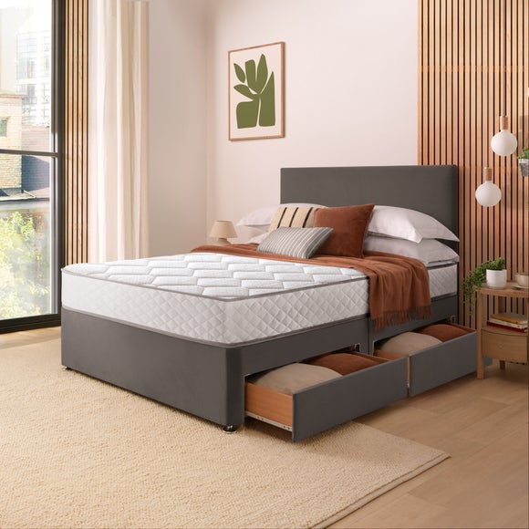 Silentnight Divan Set with Paris Headboard and 800 Pocket Spring Memory Foam Mattress