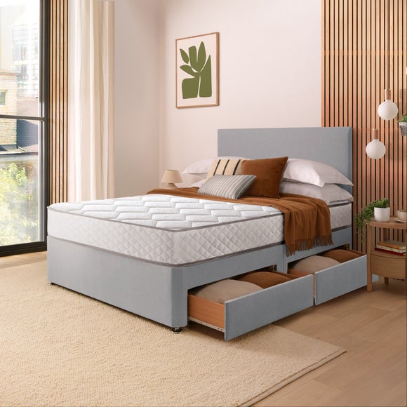 Silentnight Divan Set with Paris Headboard and 800 Pocket Spring Memory Foam Mattress