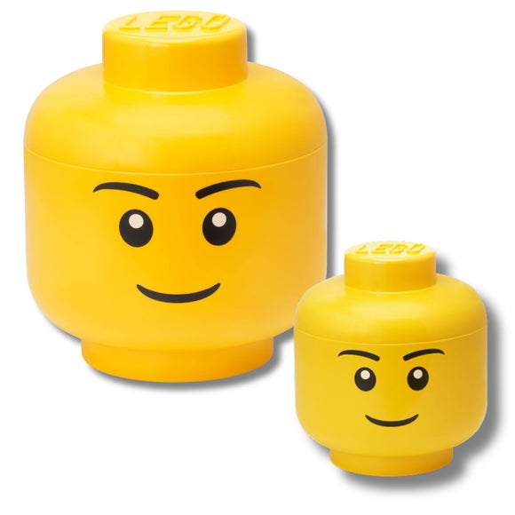 LEGO Set of 2 Boy Head Storage Boxes