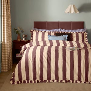 Furn. Birdie Stripe Polycotton Duvet Cover & Pillowcase Set