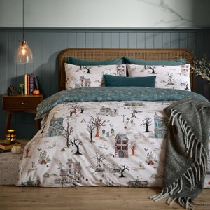 Furn. Ghost Town Polycotton Duvet Cover & Pillowcase Set