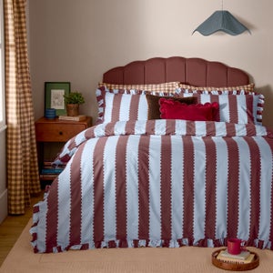 Furn. Birdie Stripe Polycotton Duvet Cover & Pillowcase Set