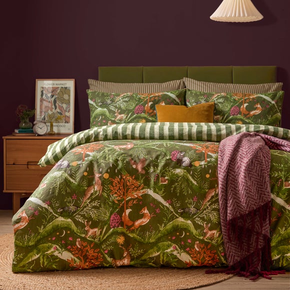 Furn. Nya Woodland Polycotton Duvet Cover & Pillowcase Set