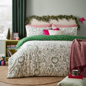 Furn. Merry Christmas Brushed Polycotton Duvet Cover & Pillowcase Set