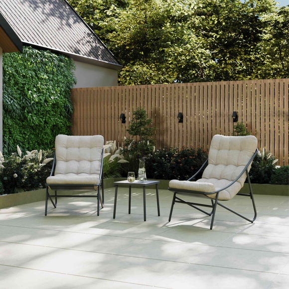 Porto Steel Bistro Set with Cushions