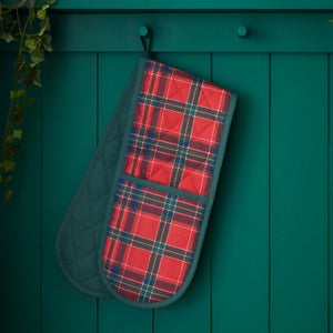 Catherine Lansfield Christmas Tartan Check Double Oven Glove