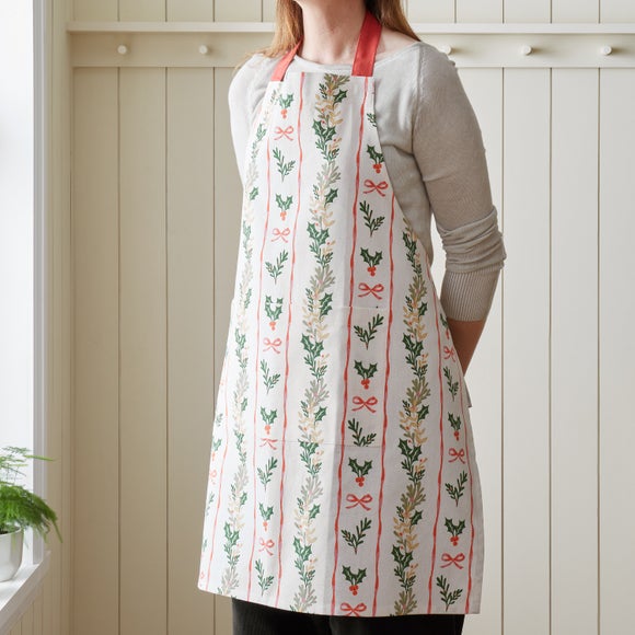 Catherine Lansfield Christmas Holly Stripe Apron