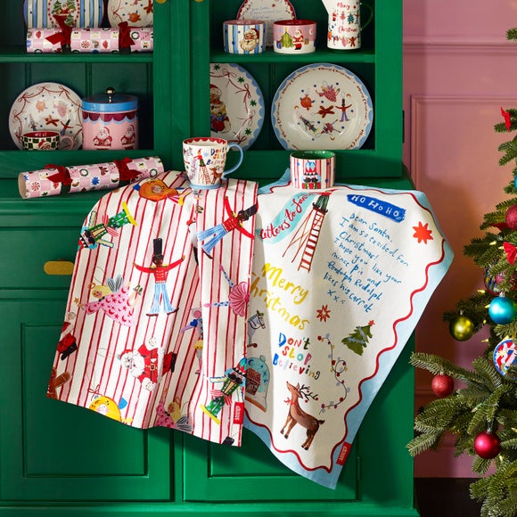 Eleanor Bowmer Set of 2 Dear Santa Tea Towels