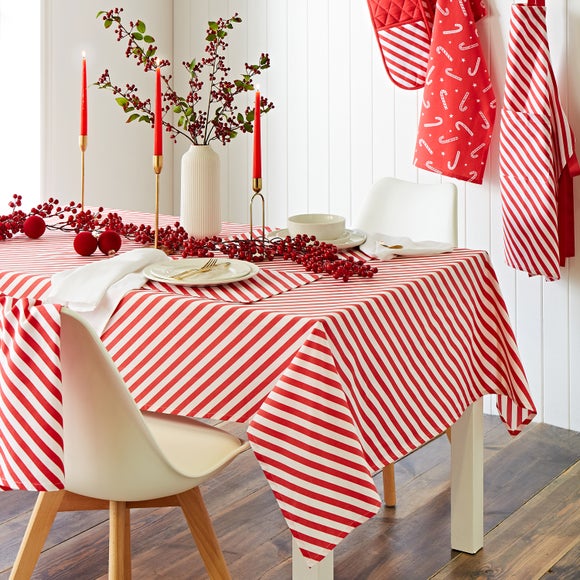 Catherine Lansfield Christmas Candy Cane Tablecloth