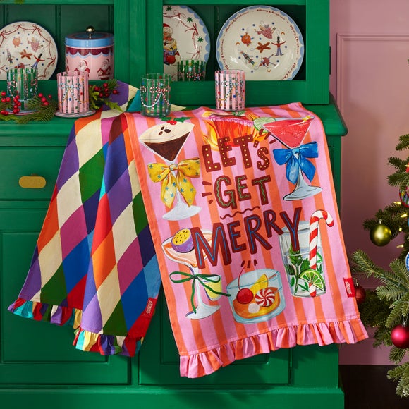 Eleanor Bowmer Set of 2 Lets Get Merry Tea Towels