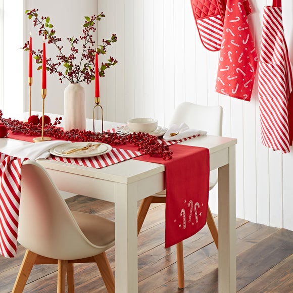 Catherine Lansfield Christmas Candy Cane Table Runner