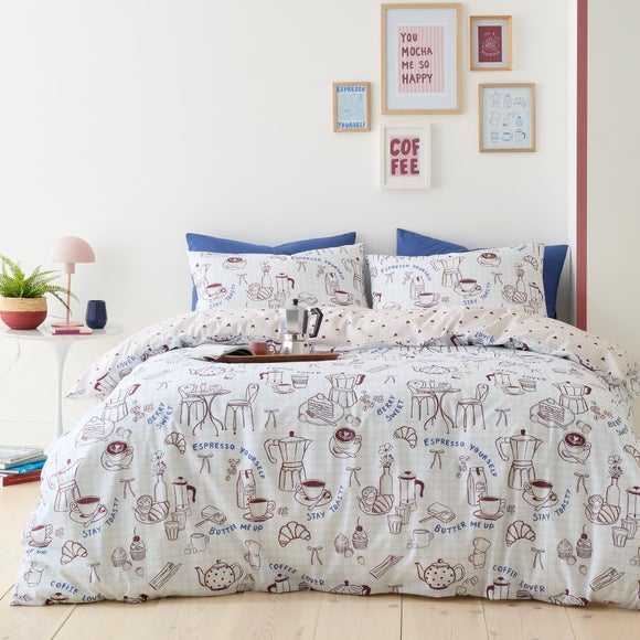 View Fusion Coffee Club Polycotton Duvet Cover & Pillowcase Set View Fusion Coffee Club Polycotton Duvet Cover & Pillowcase Set