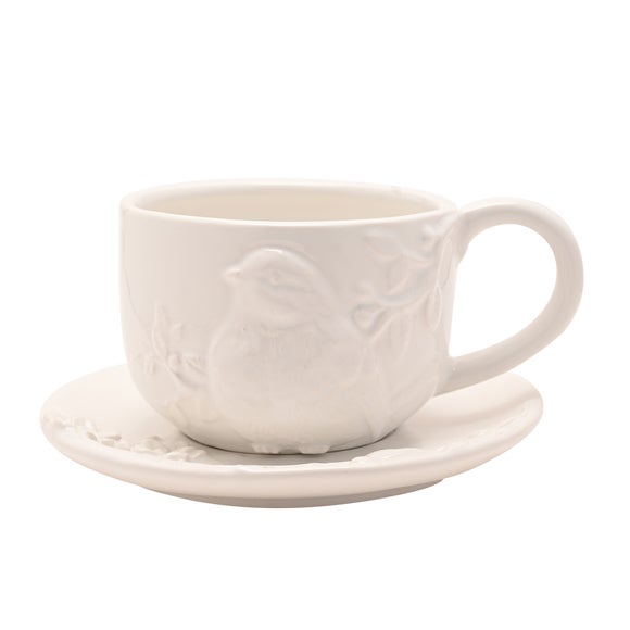 View Hestia White Floral Bird Teacup & Saucer Set View Hestia White Floral Bird Teacup & Saucer Set