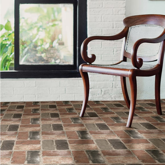 Floorpops Harvard Brick Self Adhesive Floor Tiles