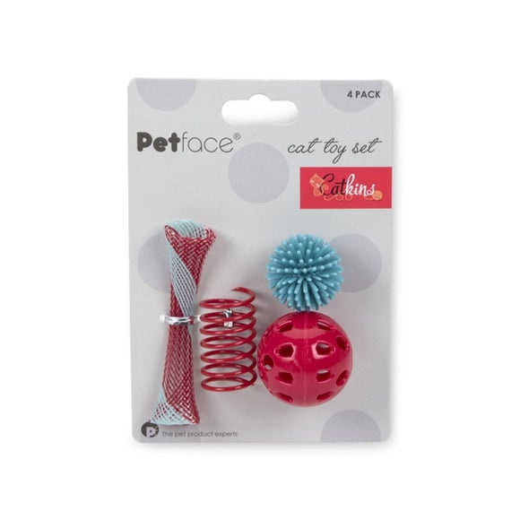 PetFace Pack of 4 Assorted Cat Spring Toys
