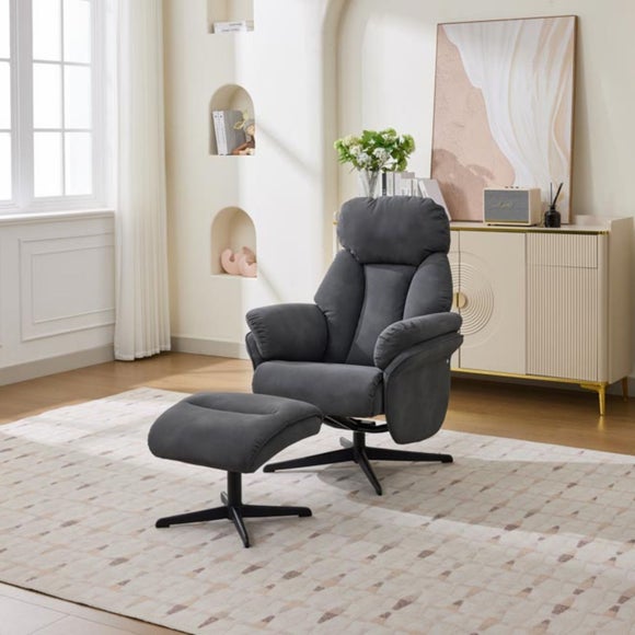 Image Furnishings Edinburgh Faux Suede Swivel Chair with Footstool