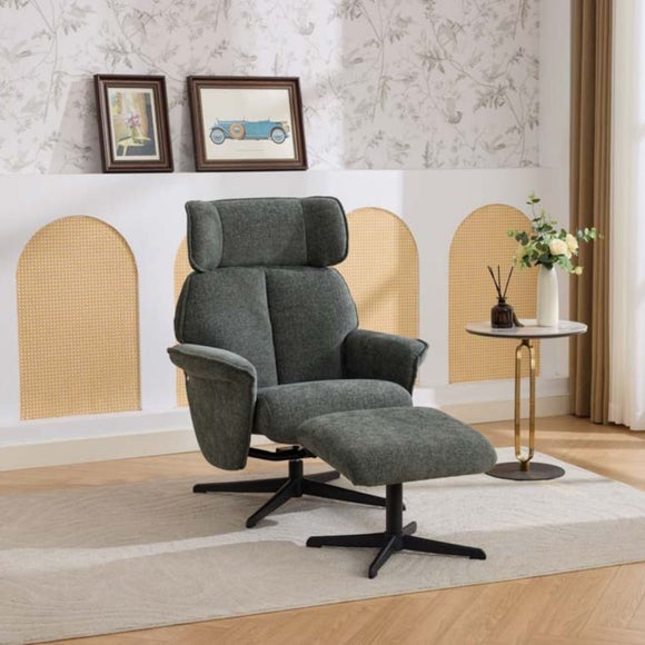Image Furnishings Gretna Chenille Swivel Chair with Footstool
