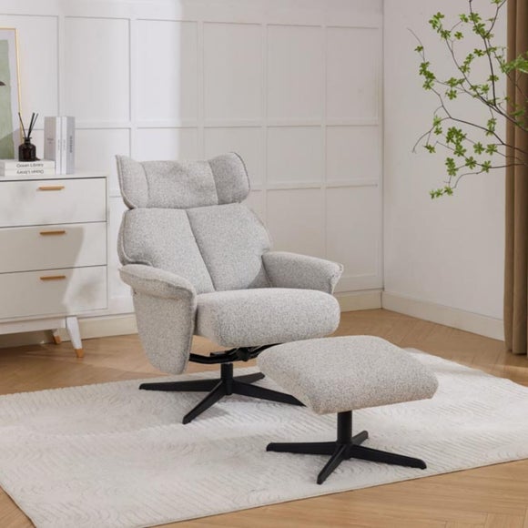 Photo 2 of Gretna Chenille Swivel Chair With Footstool Photo 2 of Gretna Chenille Swivel Chair With Footstool
