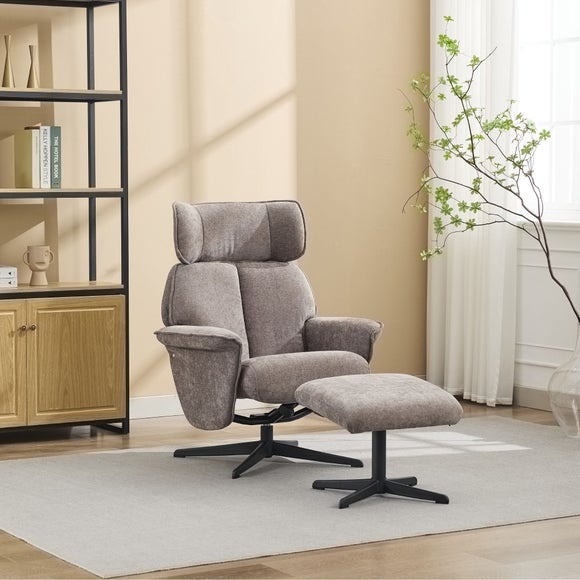 View Gretna Chenille Swivel Chair With Footstool View Gretna Chenille Swivel Chair With Footstool
