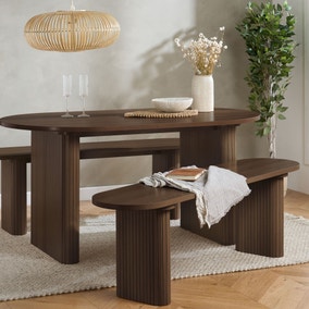 Axel Fluted Oval Dining Table with 2 Benches
