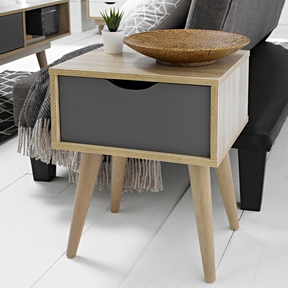 Return - Scandi 1 Drawer Bedside Table, Scandi Oak