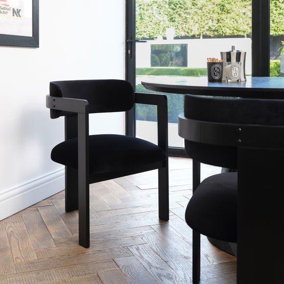 Return - LPD Mai Dining Chair, Velvet, Black