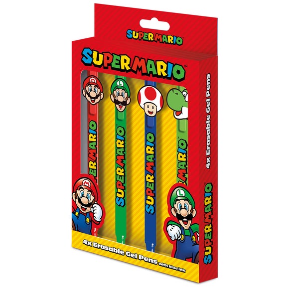 Super Mario Pack of 4 Erasable Gel Pens