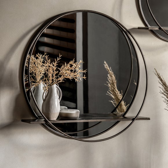 View Cedar And Sage Weston Round Wall Mirror With Shelf View Cedar And Sage Weston Round Wall Mirror With Shelf