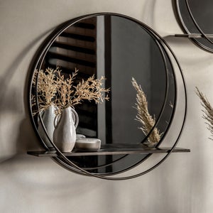 Cedar & Sage Weston Round Wall Mirror With Shelf