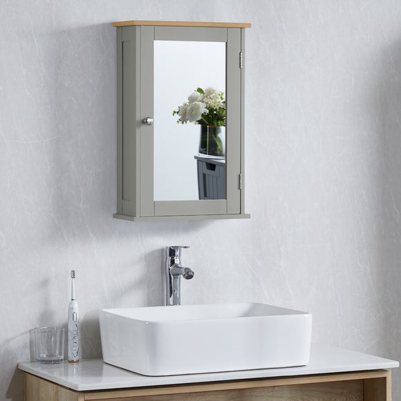 Return - Anderson 1 Door Mirrored Wall Cabinet, Light Grey