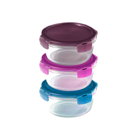 LocknLock Set of 3 Eco Ovenglass Round Food Containers