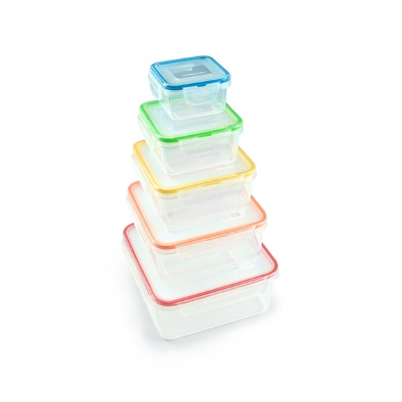 LocknLock Set of 5 Nestable Square Food Containers