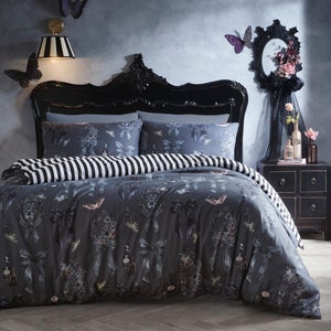 Fusion Bows Noir Polycotton Duvet Cover & Pillowcase Set