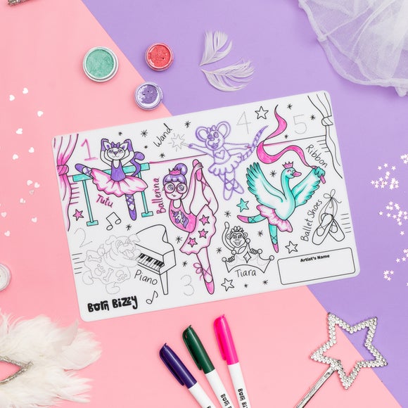 Born Bizzy Twinkle Toes Mini Reusable Colouring Mat Set