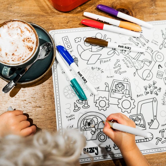 Born Bizzy Things That Go Reusable Colouring Mat Set