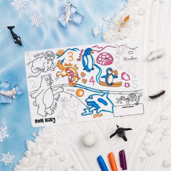 Born Bizzy Icey Poles Mini Reusable Colouring Mat Set