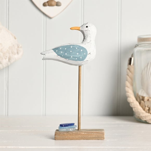Love Life By The Sea Driftwood & Sea Glass Seagull Ornament