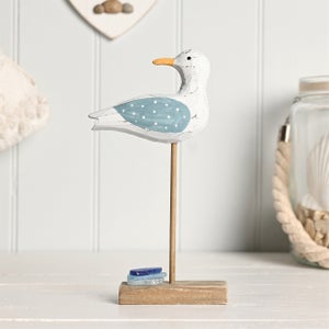 Love Life By The Sea Driftwood & Sea Glass Seagull Ornament