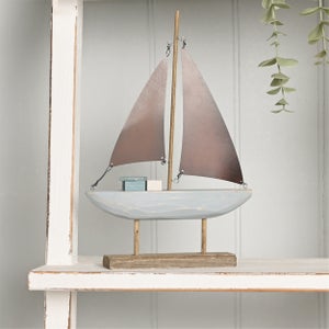 Love Life By The Sea Driftwood & Sea Glass Boat Ornament