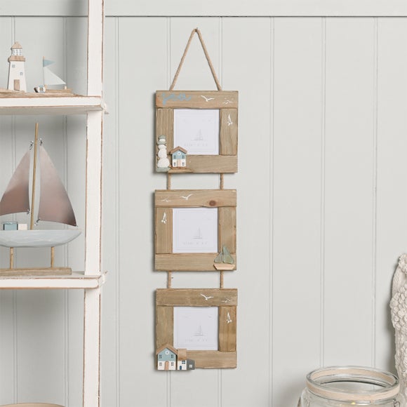 View Love Life By The Sea Driftwood & Sea Glass Hanging Triple Multi Photo Frame View Love Life By The Sea Driftwood & Sea Glass Hanging Triple Multi Photo Frame