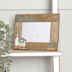 Love Life By The Sea Driftwood & Sea Glass Photo Frame