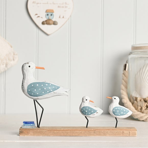 View Love Life By The Sea Driftwood & Sea Glass Seagull Family Ornament