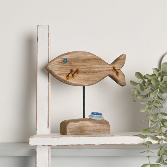 View Love Life By The Sea Driftwood & Sea Glass Fish Ornament